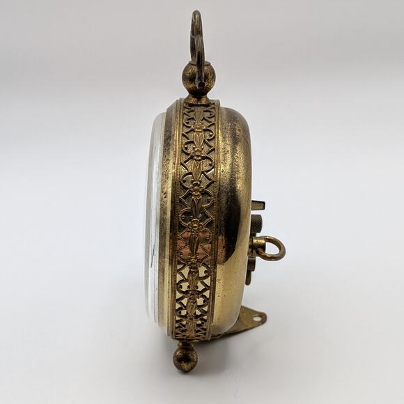 Vintage Gold Tone Happy Home Alarm Clock Filigree West Germany Luminous - *As Is - Picture 5 of 8
